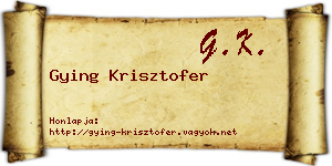 Gying Krisztofer névjegykártya